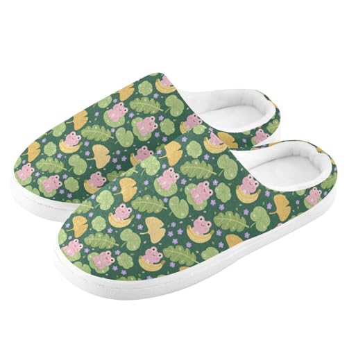 Frog Plant Slippers for Women Men, Soft House Slippers with Cozy Memory Foam Indoor Outdoor Slippers Size 8/9 23011084
