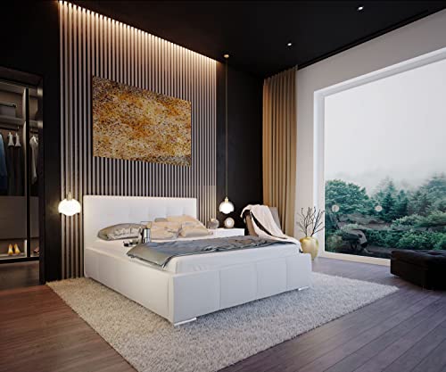 lukmebel Polsterbett Stella Bett, Madryt 920, doppelt, gepolstert, dekoratives Kopfteil, 180x200 95 cm, Bettzeugcontainer, Metallrahmen, Öko-Leder, Samt, Polyester, Madryt 920 Cover