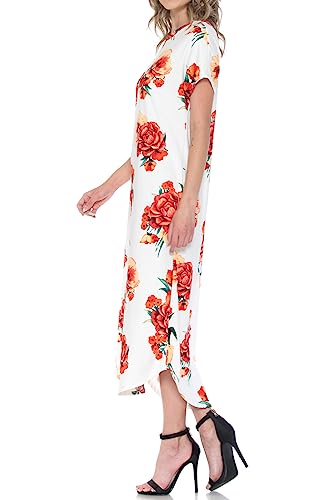 Image of iconic luxe Women's A Line Short Sleeve T Shirt Midi Dress Summer Casual