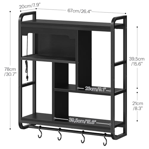 Image of HOOBRO Gaming Floating Shelves with LED Lights, 26.4 inch LED Wall Mounted Shelf, Modern Corner Shelf 3-Tier Display Rack for Wall Storage, Arched Design, for Kitchen, Living Room, Study, Black BB44DBJ01
