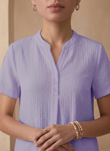 Image of TOPLOT Women's Co-ord Set | Stylish Matching Top & Bottom Set | Notch Neckline with Button Detail | Loose-Fit, Short-Sleeve Top with a Relaxed Silhouette |Ideal for Casual (5250)