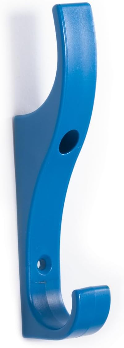 Unbreakable Plastic Safety Heavy Duty Duel Coat Hooks for Coat, Scarf, Bag, Hat, Towel, Key, Cap, Cup. Double Coat Hanger Hardware for School, Office, Kitchen & Entryway 10 Pack Navy Blue