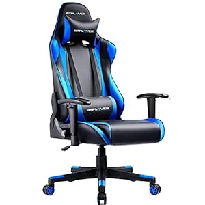 GTPLAYER Gaming Chair, Office Chair, Ergonomic Gamer Chair, Adjustable Armrest, One-piece Steel Frame, Adjustable Tilt Angle, (Black-Blue)