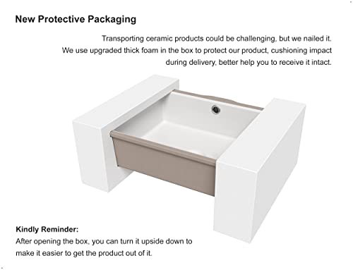 Amashen 16.8" X 13" Undermount Bathroom Sink White Rectangular Porcelain Ceramic Vanity Basin With Overflow #TOP7