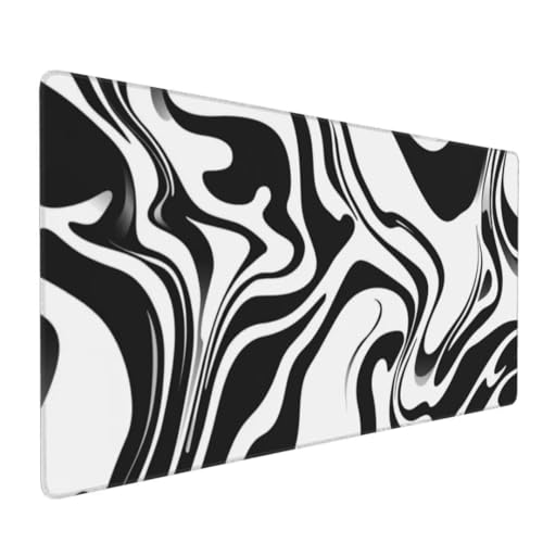 Tapis de Souris Noir Rayures Tapis de Souris XXL 900x500x3mm, Imperméable Tapis de Souris Gamer XXL Tapis Souris Mouse Pad, Base Atidérapante, Haute Précision et Vitesse pour Gamer, Deco Bureau
