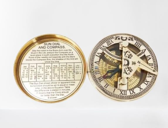 Magnetic Brass Personalized Engraved Sundial Compass