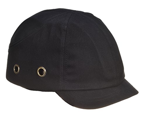 Industrial Safety Baseball Style Ventilated Bump Cap Hat, Short Peak (Black)