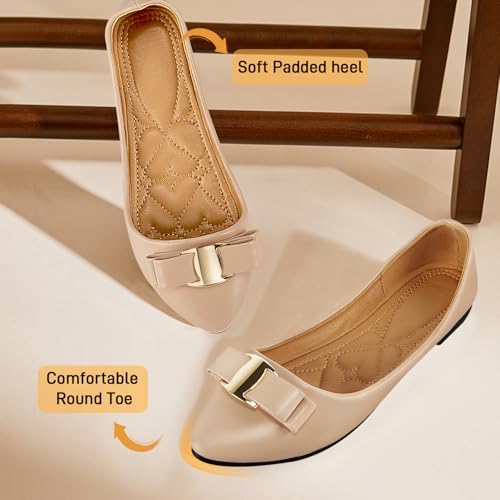 Women's Pointed Toe Lea Ther Flats Shoes – Elegant Bowknot Design, Comfortable Slip-On Shoes for Casual, Office, and Everyday Wear3