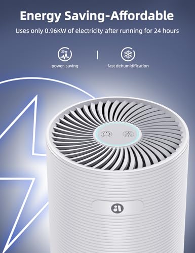 Image of avylo 25oz Dehumidifier for Bedroom with Auto Shut Off, Ultra Quiet, White | Global Recycled Standard, 285 Sq.Ft Small Dehumidifiers for Home Bathroom Closet, 7 Color Light, 25OZ Water Tank