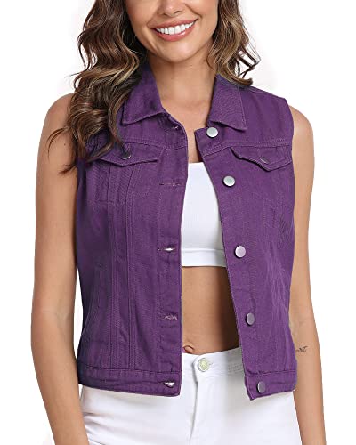 Xeoxarel Women's Denim Vest, Sleeveless Jean Jacket (XS-XXL)