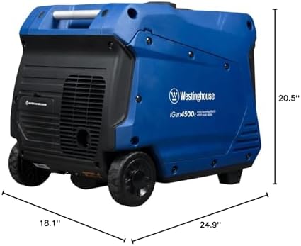 Westinghouse Generador inversor portátil súper silencioso de 5000 vatios pico, arranque eléctrico remoto con estrangulador automático, salida de 30 A lista para RV, alimentado por gas, sensor de CO, capacidad paralela Westinghouse Generador inversor portátil súper silencioso de 5000 vatios pico, arranque eléctrico remoto con estrangulador automático, salida de 30 A lista para RV, alimentado por gas, sensor de CO, capacidad paralela