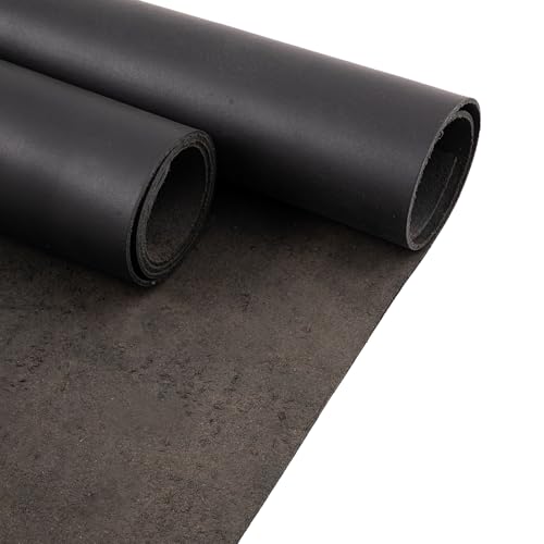 Image of CG Buff Leather Sheet, 1.2mm to 1.8mm Corrected Grain Leather for Crafting, Keychains, Wallets, Rugs, Bags, Shoes, Furniture, Automotive & DIY Accessories. (Black)