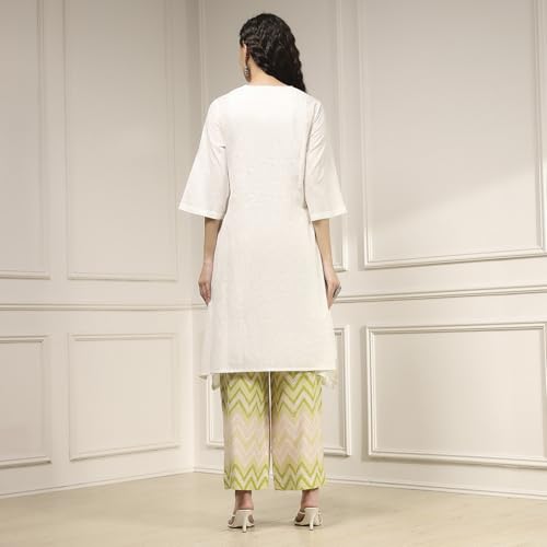 Image of BIBA Women Cotton Straight Printed Suit Set