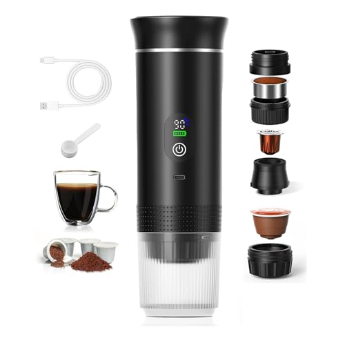 Cafetera Portátil 3-en-1, Calentamiento Rápido 80ml para Viajes Oficina