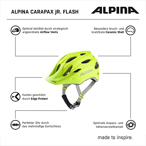 Alpina Carapax JR. Flash - Beleuchteter, Leichter und Sicherer LED Fahrradhelm Mit Fliegennetz Für...