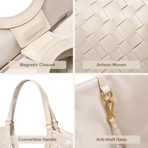 Bolsa Tote Tejida para Mujer en Cuero miniatura 5