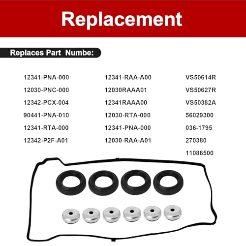 Image of Engine Valve Cover Gasket Seal Kit, Fits for H0nda Accord, CRV, Civic, Element, Crosstour, CSX, ILX RDX RSX TSX, Replaces OEM# VS50614R /VS50627R /12030-PNC-000 /12030-RAA-A01 /12341-R40-A00