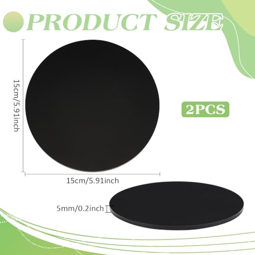FINGERINSPIRE 2Pcs Model Display Bases 15x15cm Black Round Huge Figure Bases Circular Acrylic Large Figure Stands Flat Round Model Display Base for Wargaming Boardgaming Collectible Figure Table Game - Image 2