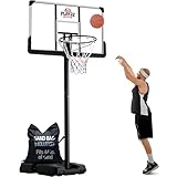 Portable Basketball Hoop 10 ft Adjustable - 44in Shatterproof Backboard - Basketball Goal System 8-10 ft Adjustable Basketball Hoop for Kids/Adults Indoor Outdoor Weatherproof Fillable Base