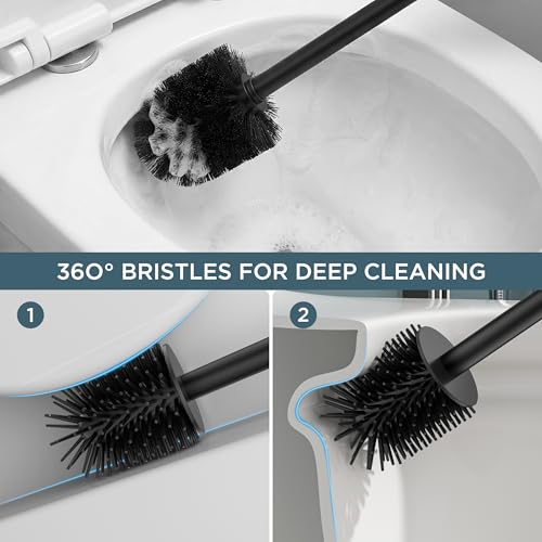 Image of FORIOUS Stainless Steel Toilet Bowl Brush Scrubber and Holder Set Medium