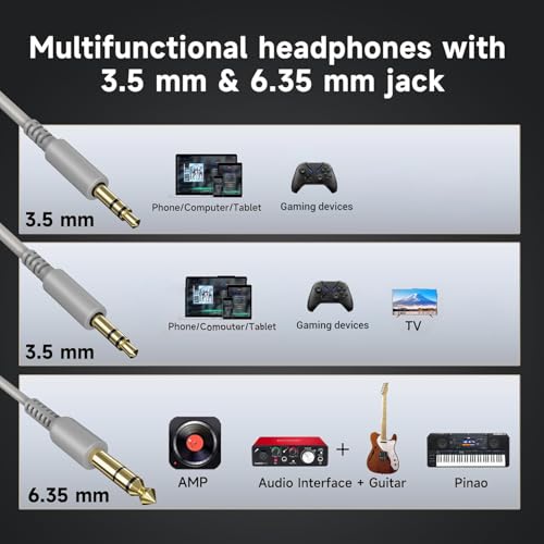 Image of OneOdio Wired Over Ear Headphones Studio Monitor & Mixing DJ Stereo Headsets with 50mm Neodymium Drivers and 1 /4 to 3.5mm Jack for AMP Computer Recording Podcast Keyboard Guitar Laptop - Silver
