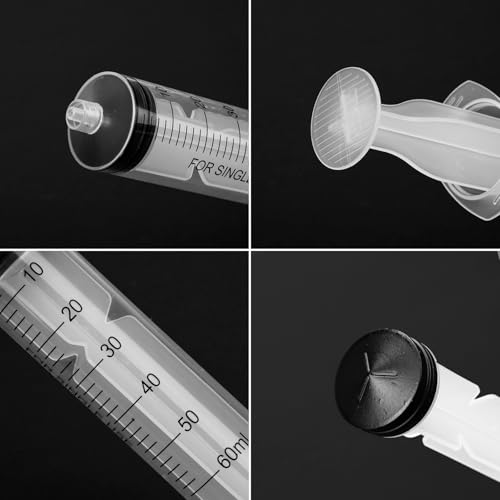 Image of 2pcs 60ml Plastic Syringes with 2pcs 13in Tubing and Luer Connections | Individually Sterile Packed, Luer Connection Tips, 2 Tubes & 2 Nozzles, for Measuring, Watering, Refilling & Feeding