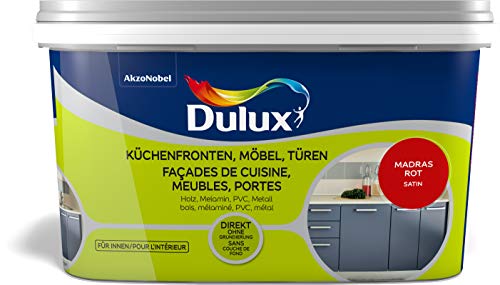 Dulux up Renovierungsfarbe Küchenmöbel, Türen, Möbel, seidenmatt, Farbe Madras-Rot 750ml, 5280673, 0.75 L