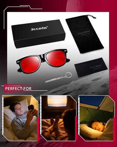 Joopin Gafas Rojas Bloqueo Luz Azul Hombre y Mujer Filtro Luz Azul Verde de Ordenador Gaming Pantallas para Dormir Mejor - imagen 6