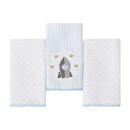 Papi Textil Poá Foguete Paninho de Boca, Azul , 32 x 32 cm