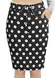 BENANCY Women's High Waist Stretch Pencil Skirt with Pockets Black Circle XXL