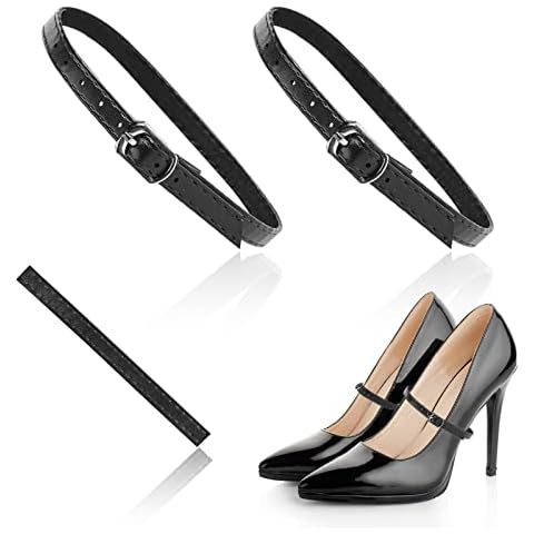 QOCO Detachable Shoe Straps Shoelaces,High Heel Straps Replacement for Holding Loose High Heel, Anti-loose Shoelace Accessories with Buckle for Women(Matte Black) Cover