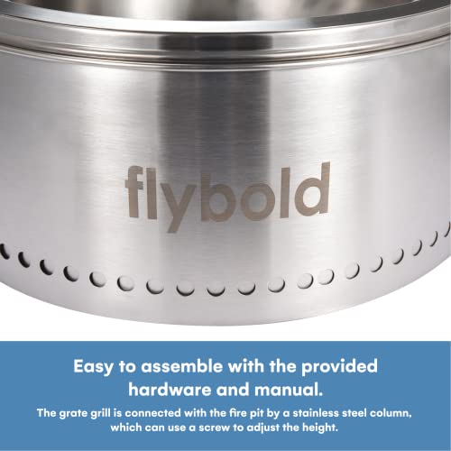 Flybold Smokeless Bonfire | Stainless Steel Fire Pit | 19.5 Inch Large Fire Pits For Outside Patio Outdoor Campfire | Solo Portable Backyard Firepit Stand | Natural Wood Burning Firebowl | No Gas #TOP4