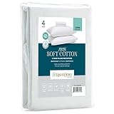 Right Choice Bedding Cotton Pillow Protectors with Zipper -Zip Up Pillowcase (4 Pack, Queen 20x30)