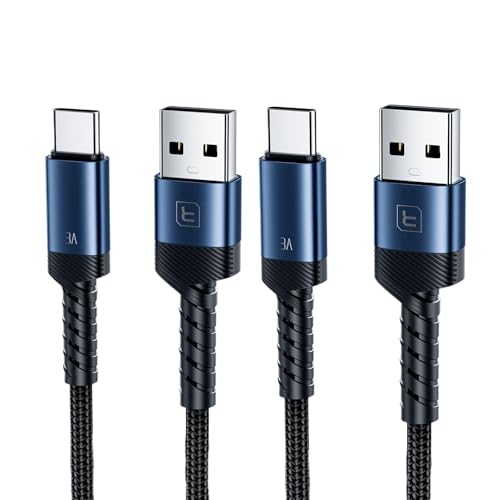 toocki Kabel USB C 3 A do szybkiego ładowania [2 sztuki 2 m], kabel do ładowania USB-A na USB-C z inteligentnym chipem, kompatybilny z iPhone 17/16/15/Samsung S24/S23/S22/Huawei/Xiaomi, niebieski