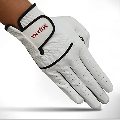 Mj Men's Golf Gloves, Right Hand, White Microfiber Soft Golf Gloves (#24) #TOP2