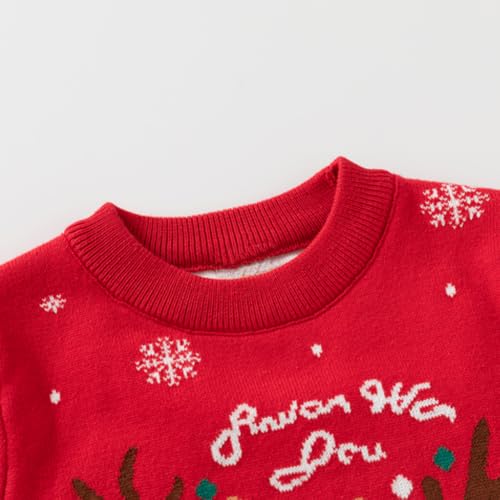 Image of Girl Ugly Christmas Sweater - Boy Double Layer Knitted Reindeer Holiday Xmas Pullover Sweater Kids 2-9 Years Old