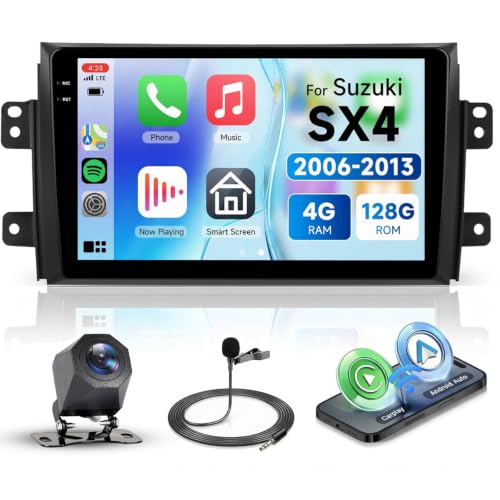 Image of 4G+128G for Suzuki SX4 2006-2013 Android 15 Car Stereo with Wireless Carplay /Android Auto, 9 Inch in-Cell Touch Screen Bluetooth Car Radio Support 5Ghz-WiFi GPS USB FM /RDS SWC HiFi Audio Backup Camera
