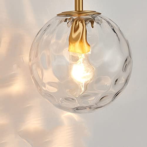 Aplique de pared de latón con bola de vidrio ondulado y casquillo E14 7