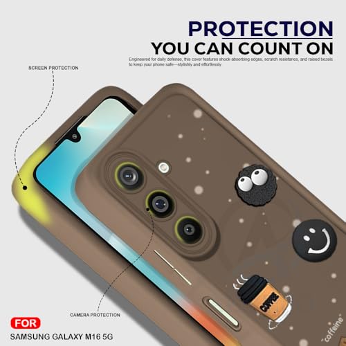 Image of AESTMO Back Case Cover for Samsung Galaxy M16 / F16 5G | Cute Fun Cartoon 3D Ball | Coffee Silicone Case | Full Body Protection | Camera Protection Back Cover for Samsung Galaxy M16 / F16 5G (Brown)