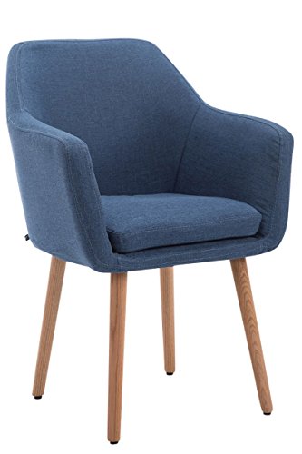 Silla De Visita Utrecht Tapizado En Tela I Silla De Comedor con Base De Madera I Silla De Salón Acolchada I Butaca Moderna Nórdica I Color:, Color:Azul, Color del Marco:Natura