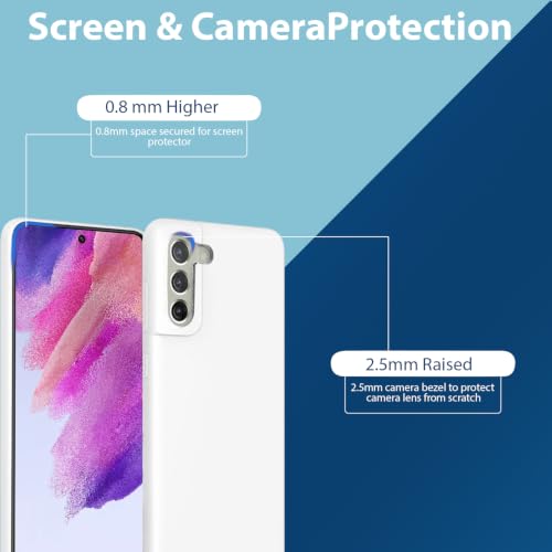 Image of LIRAMARK Liquid Silicone Soft Back Cover Case for Samsung Galaxy S21 FE 5G (White)