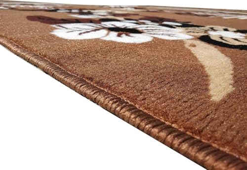 Image of Floral Design Acrylic Polyester Carpet for Living Room 6x8 Feet Color Gold(180x240Cm), Large Rectangle