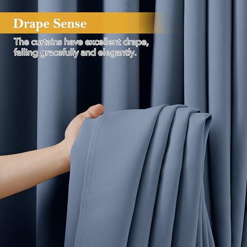 Image of RYB HOME Blackout Thermal Insulated Curtains, Portable Curtain for Sliding Glass Door /Storage /Space Room Divider, Large Window Treatment Room Divider Panel, W80 x L84, Stone Blue, 1 Panel