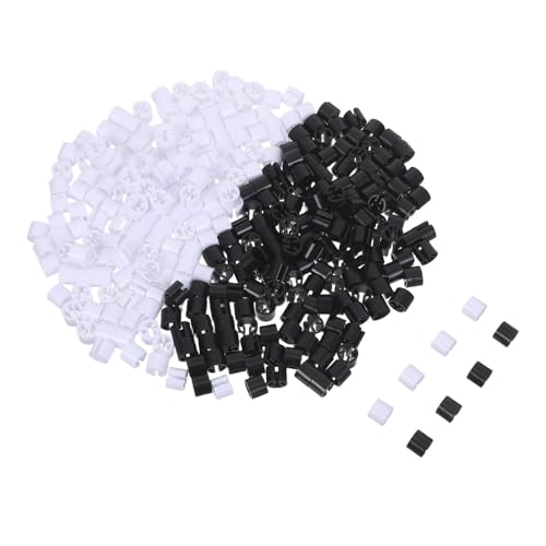 TOKIDNY 300 Piezas Etiquetas para Perchas de Ropa 300 Piezas, Anillos de Talla Plásticos Codificados Blanco y Negro, Marcadores de Tamaño para Prendas, Accesorios para Organización de