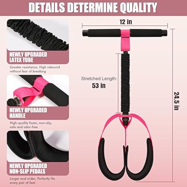 Resistance Band, Foot Pedal Resistance Band with Handle, Exercise Bands for Sit-ups, Home Gym Fitness Equipment, Natural Latex Fitness Bands for Abdomen, Waist, Arm, Leg Slimming Training