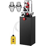Mophorn Hydraulic Power Unit 10 Quart Hydraulic Pump Double Acting Power Unit Dump Trailer for Dump Trailer Car Lifting 3200 PSI (Steel, 10 Quart/Double Acting)