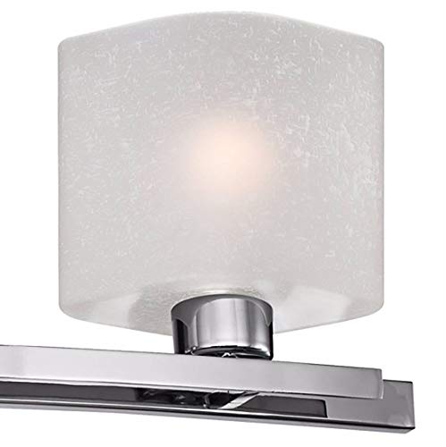 Image of Possini Euro Design Modern Wall Light Chrome Silver Metal Hardwired 32 inch 4-Light Fixture White Linen Glass Shades for Bedroom Bathroom Mirror Vanity Reading Living Room Hallway House Home Decor