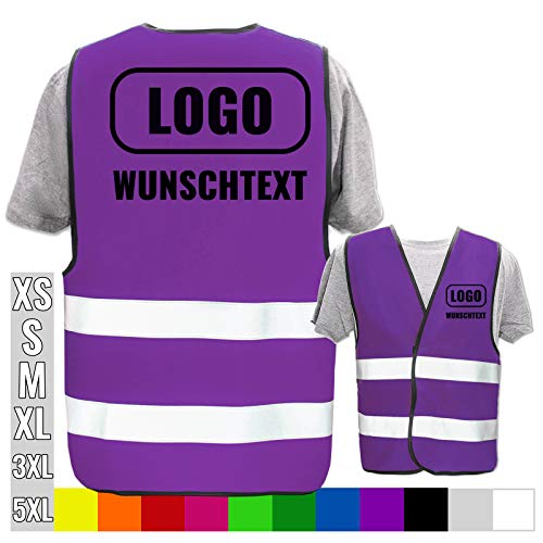 PixiPrints.com Warnweste ohne Druck * Farbe + Größe: Violett (S) * Markenware * echte Leuchtstreifen * viele Farben und Größen