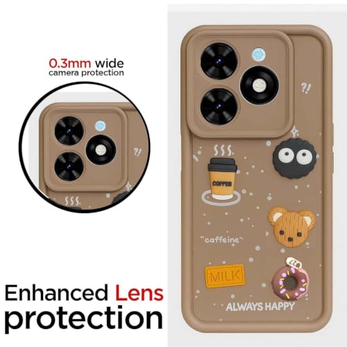 Image of Bintage Cute Fun Taddy Cartoon 3D Ball Bear Milk Donut Coffee Cup Silicon Case Full Body & Camera Protection Back Cover Compatible for Infinix SMART 8 HD - Brown