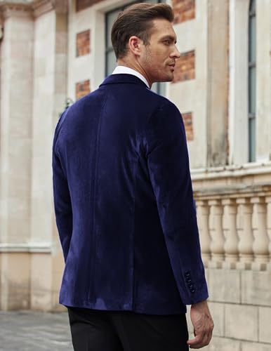 Image of COOFANDY Men's Velvet Blazer Notched Lapel Velour Suit Jacket One Button Tuxedo Jackets for Wedding Prom Party Dinner